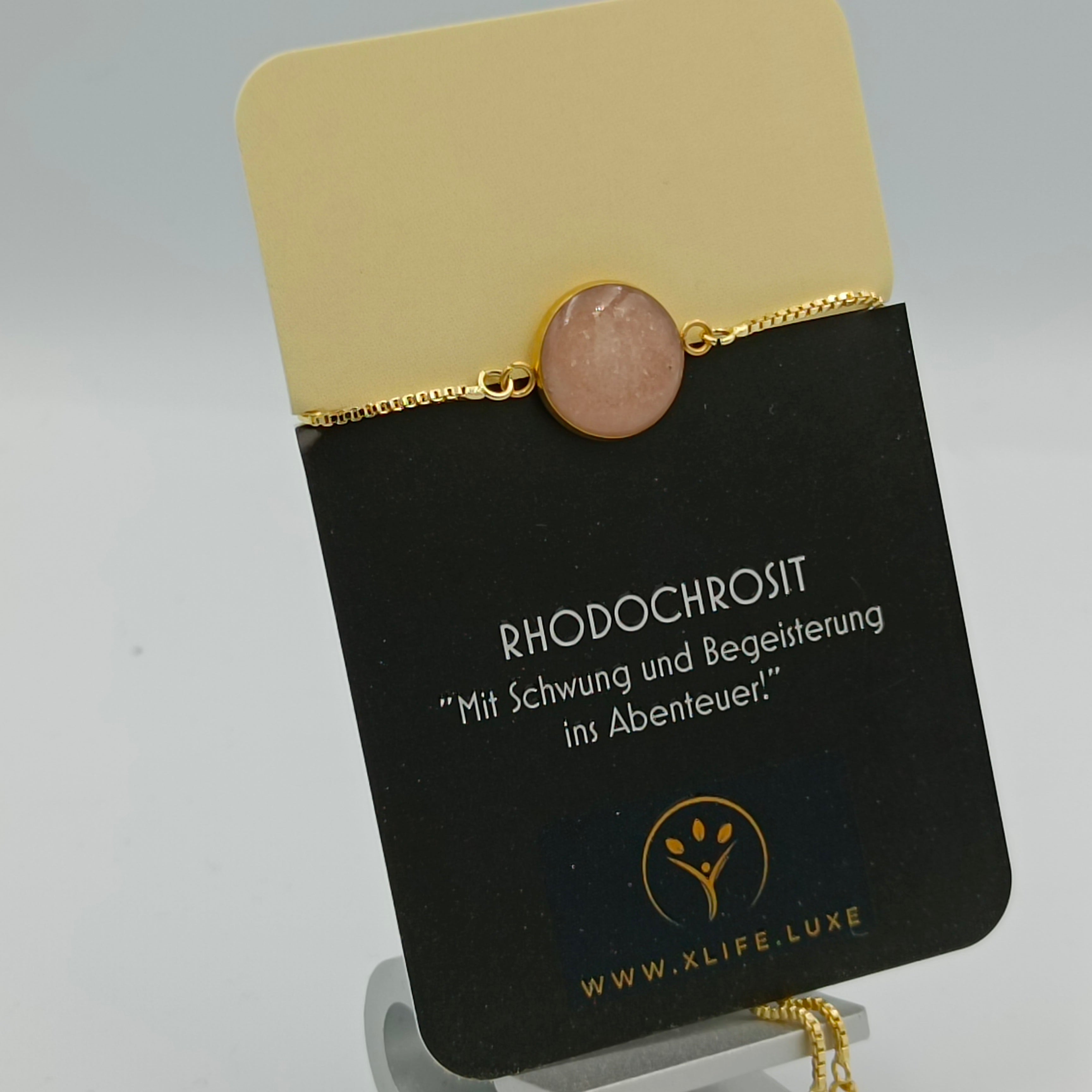 Rhodochrosit Armband 12 mm golden