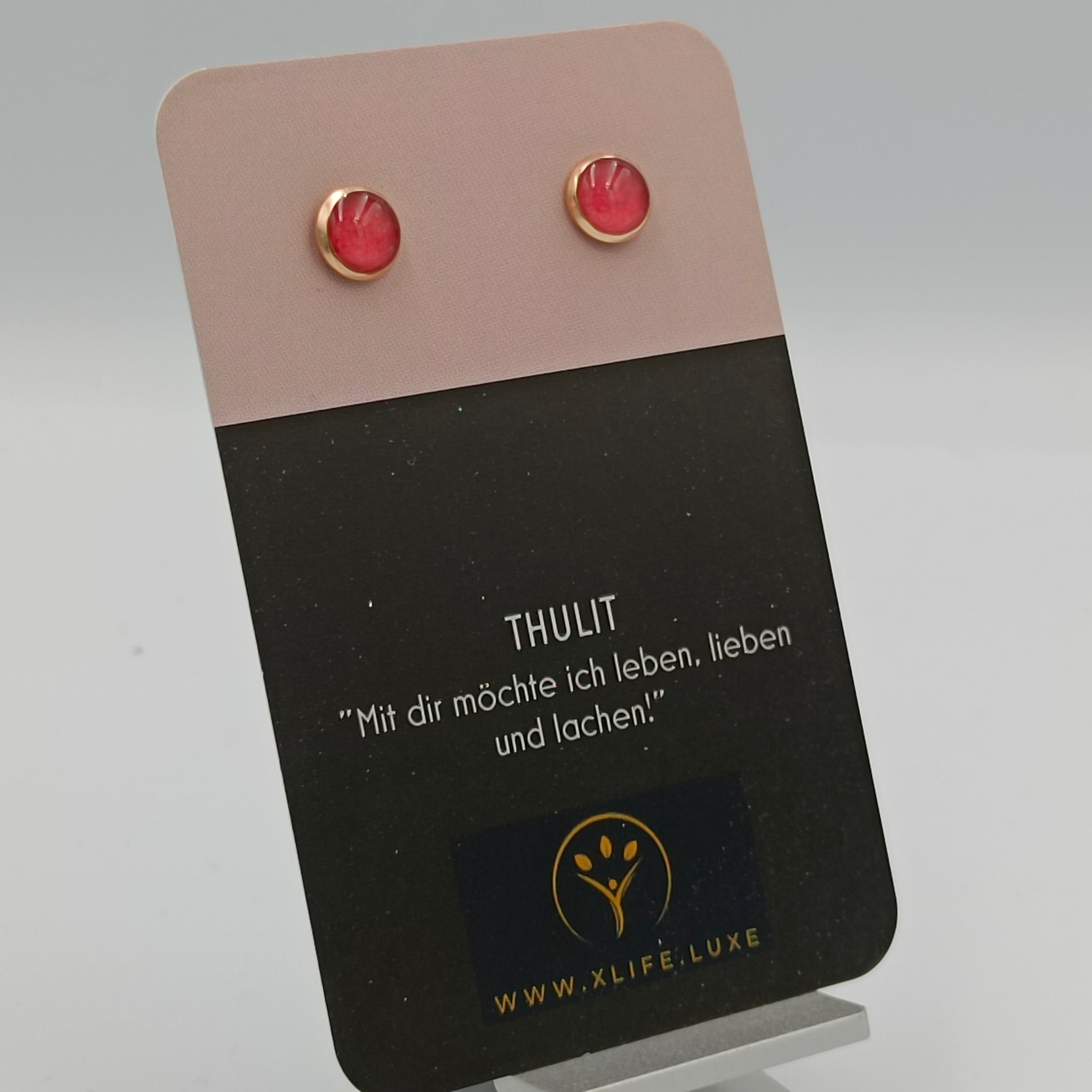 Thulit Ohrstecker 8mm Rose