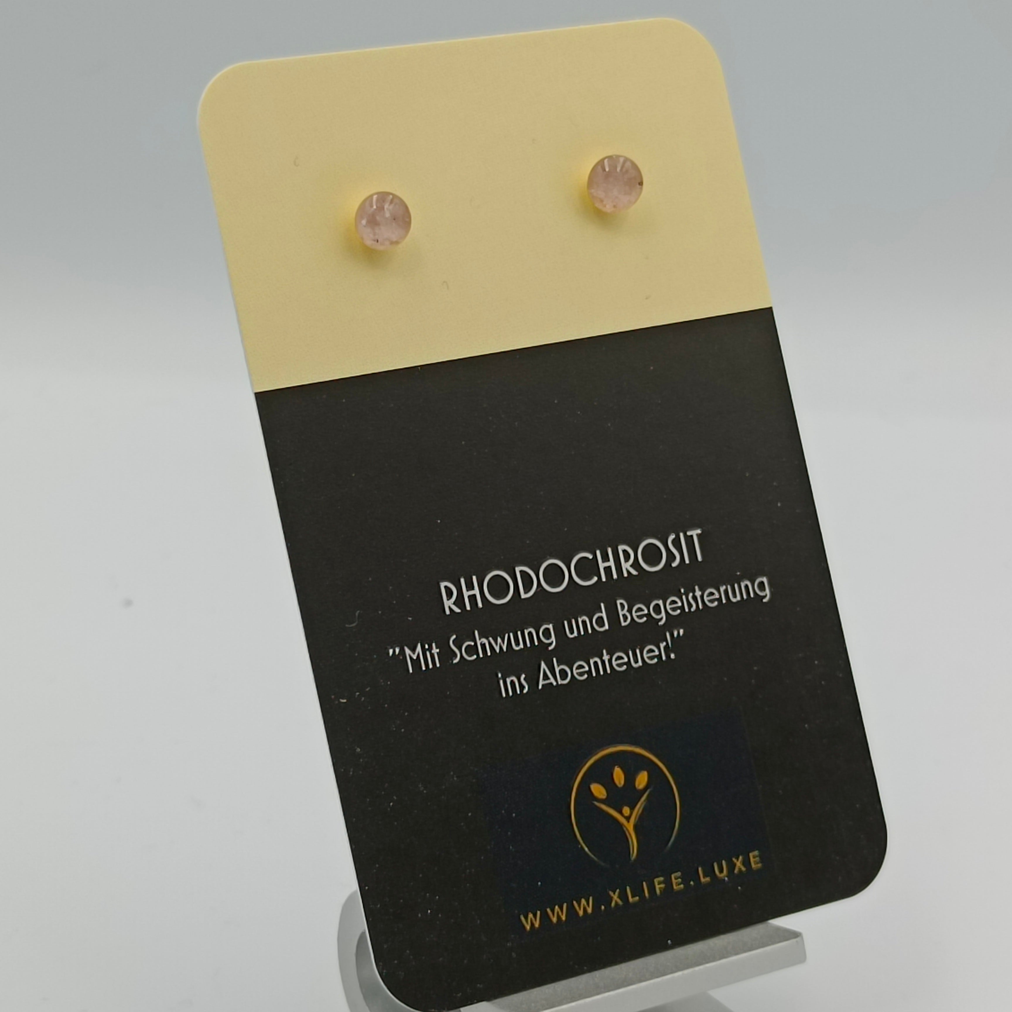Rhodochrosit Ohrstecker 5 mm golden