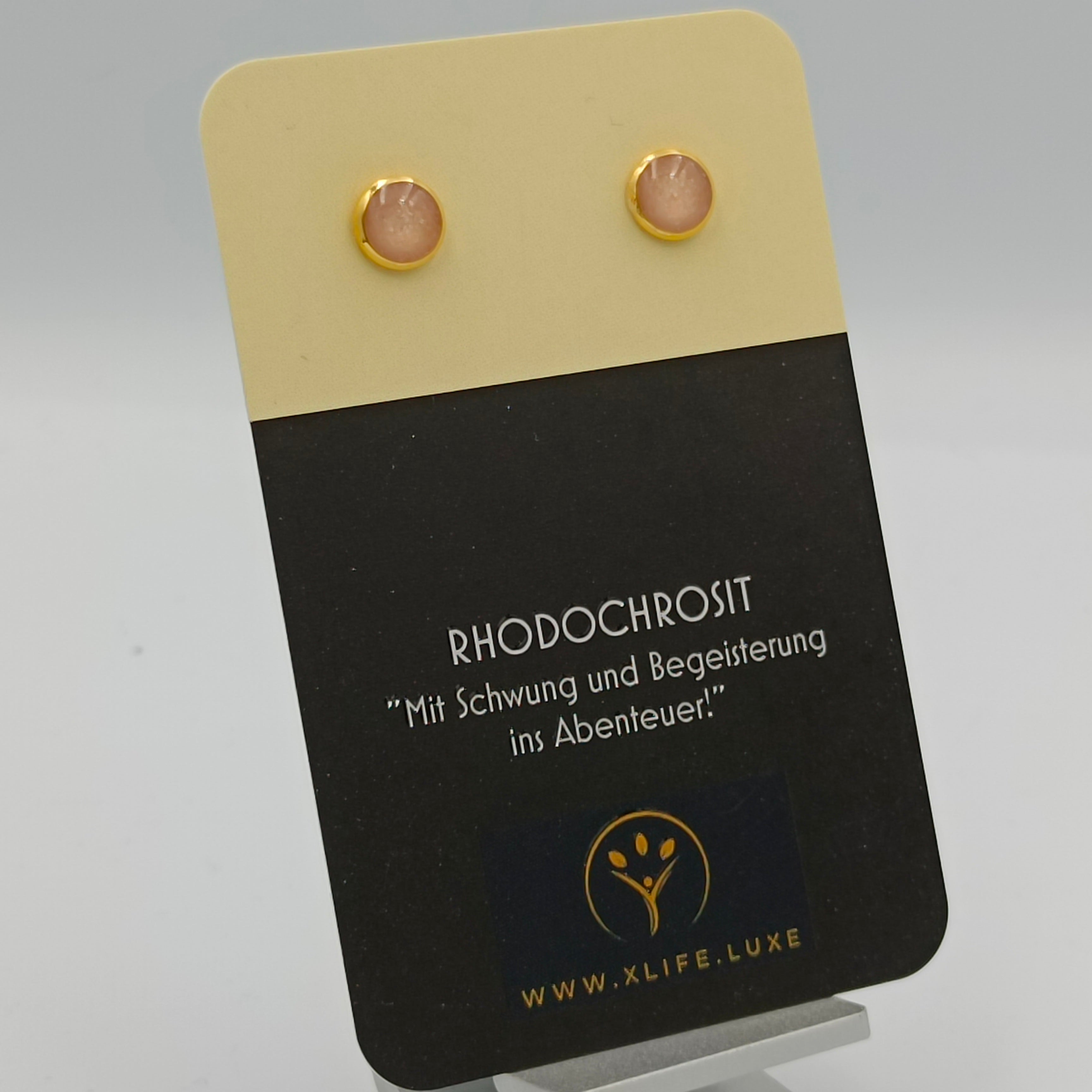 Rhodochrosit Ohrstecker 8 mm golden