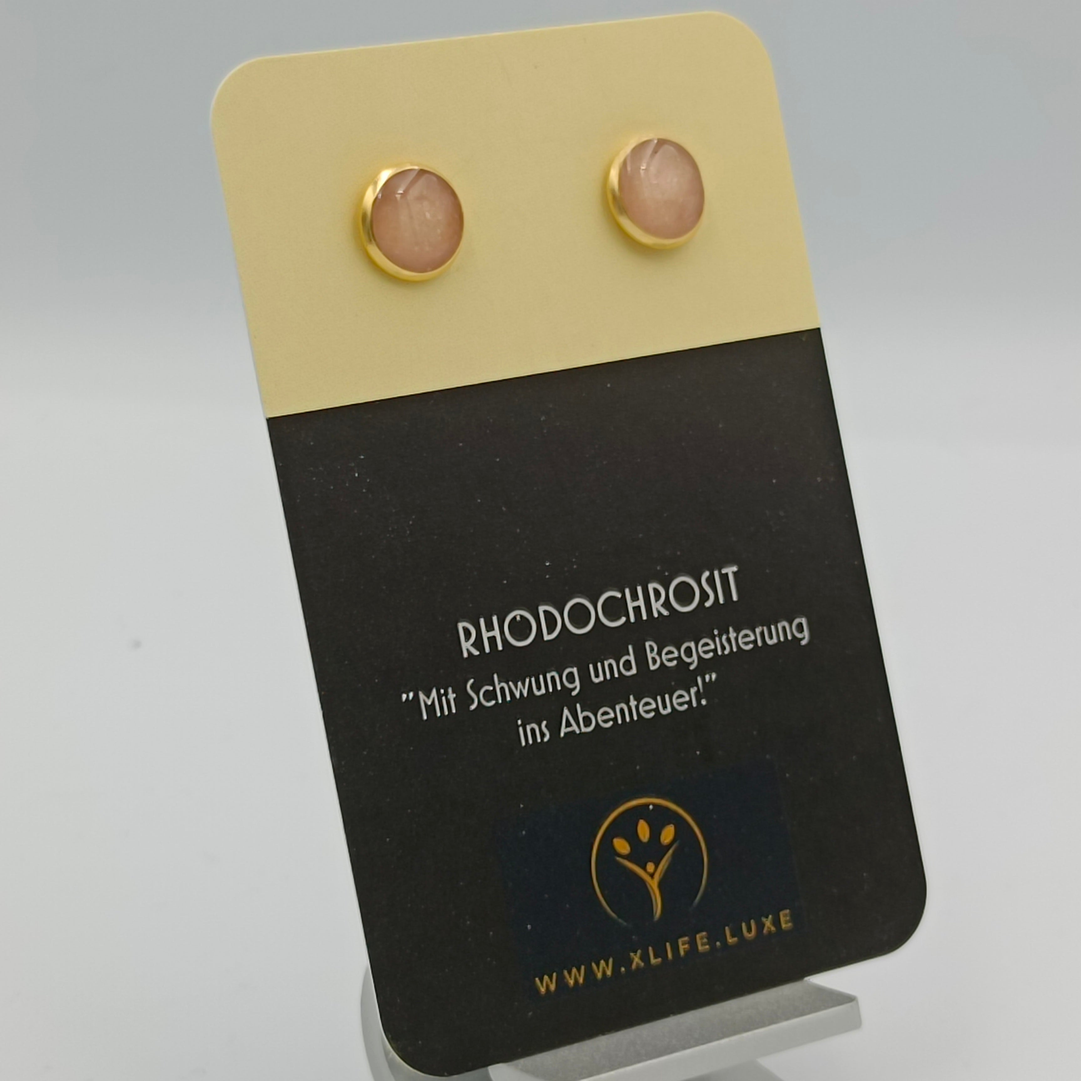 Rhodochrosit Ohrstecker 12 mm golden