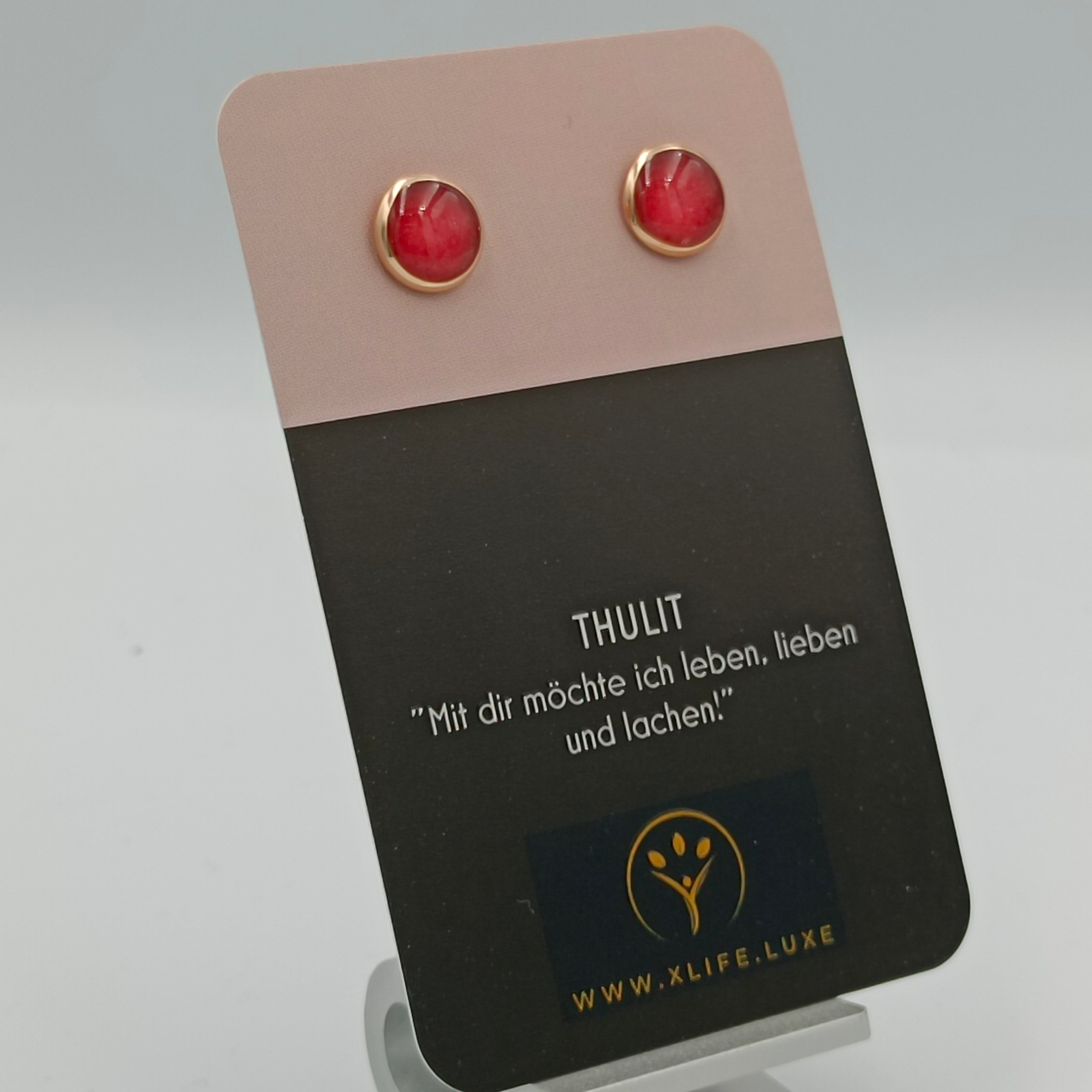 Thulit Ohrstecker 10 mm Rose