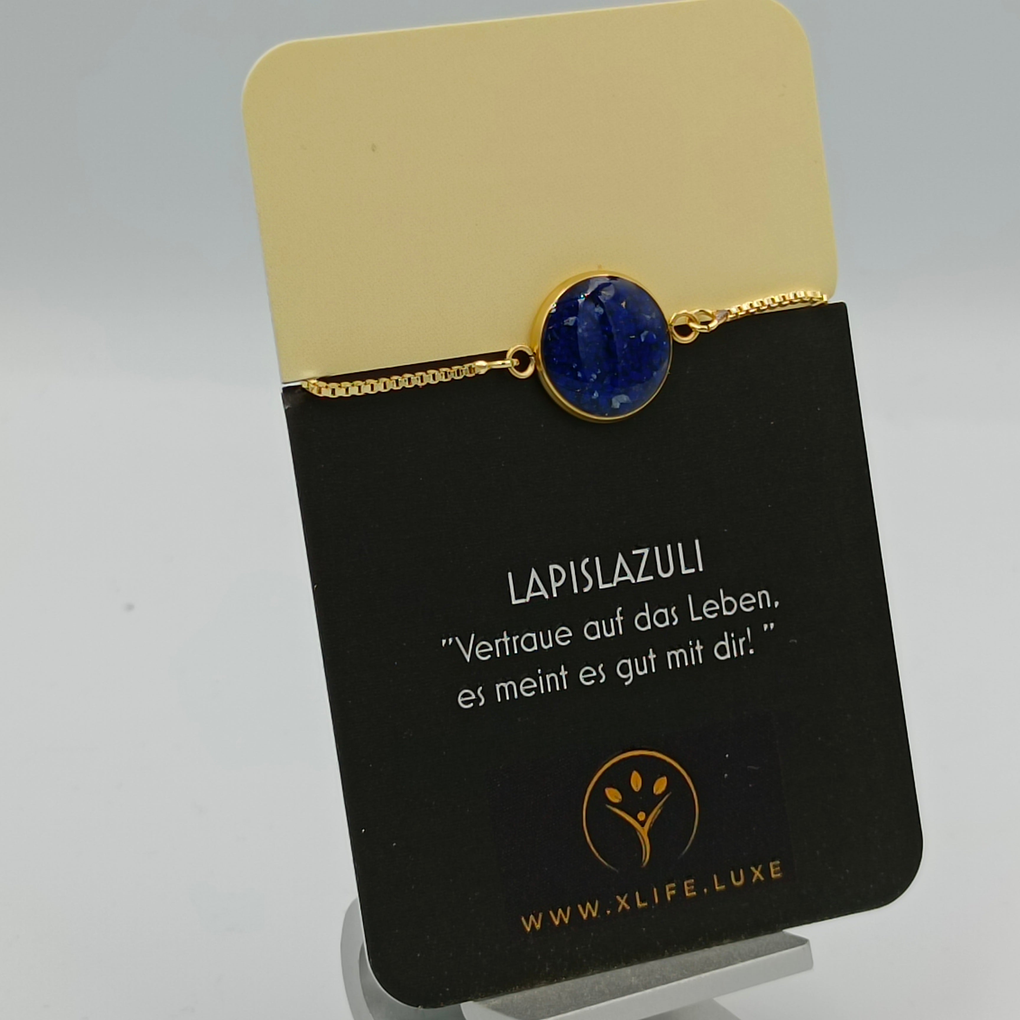 Lapislazuli Armband 12 mm golden
