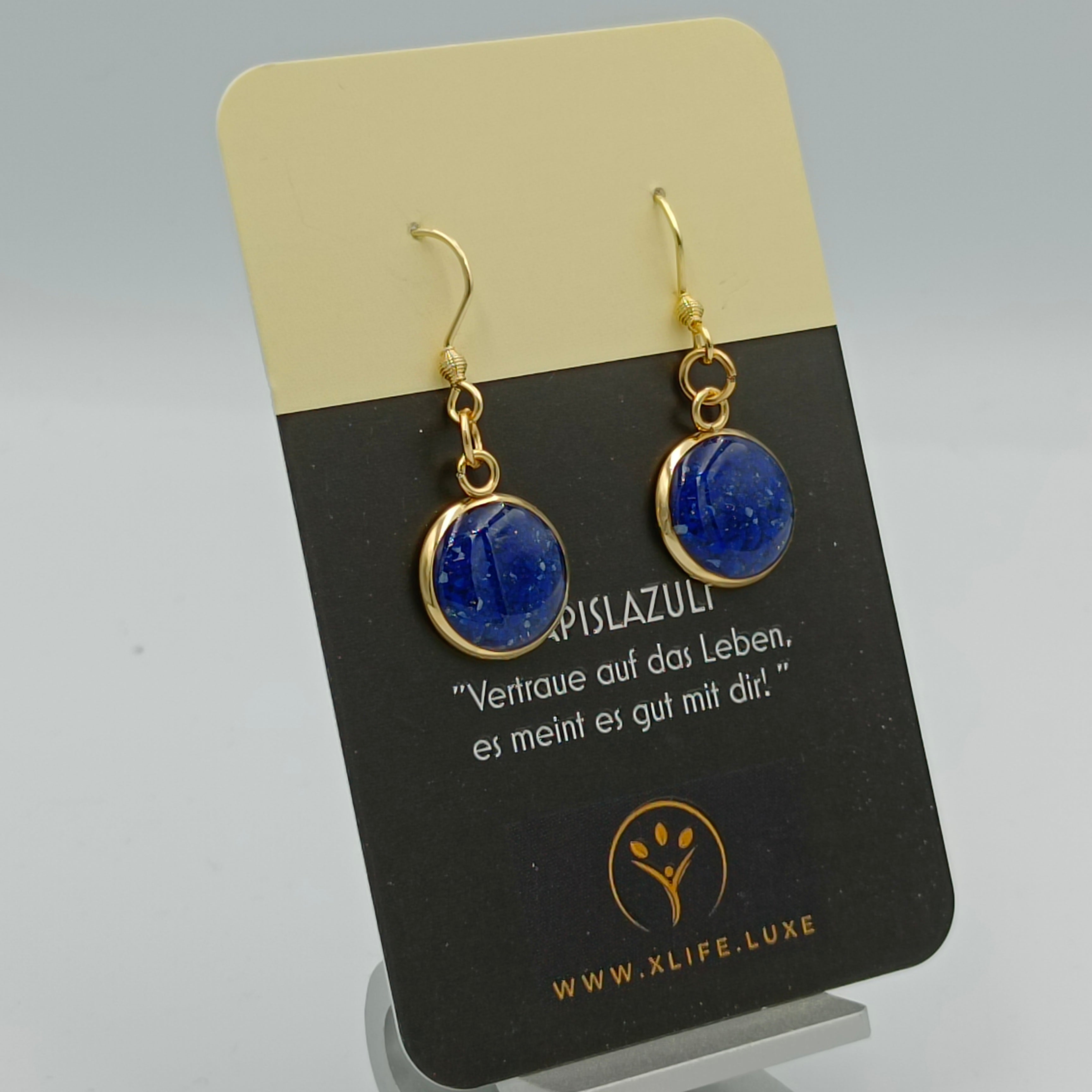 Lapislazuli Ohrhänger 14 mm golden