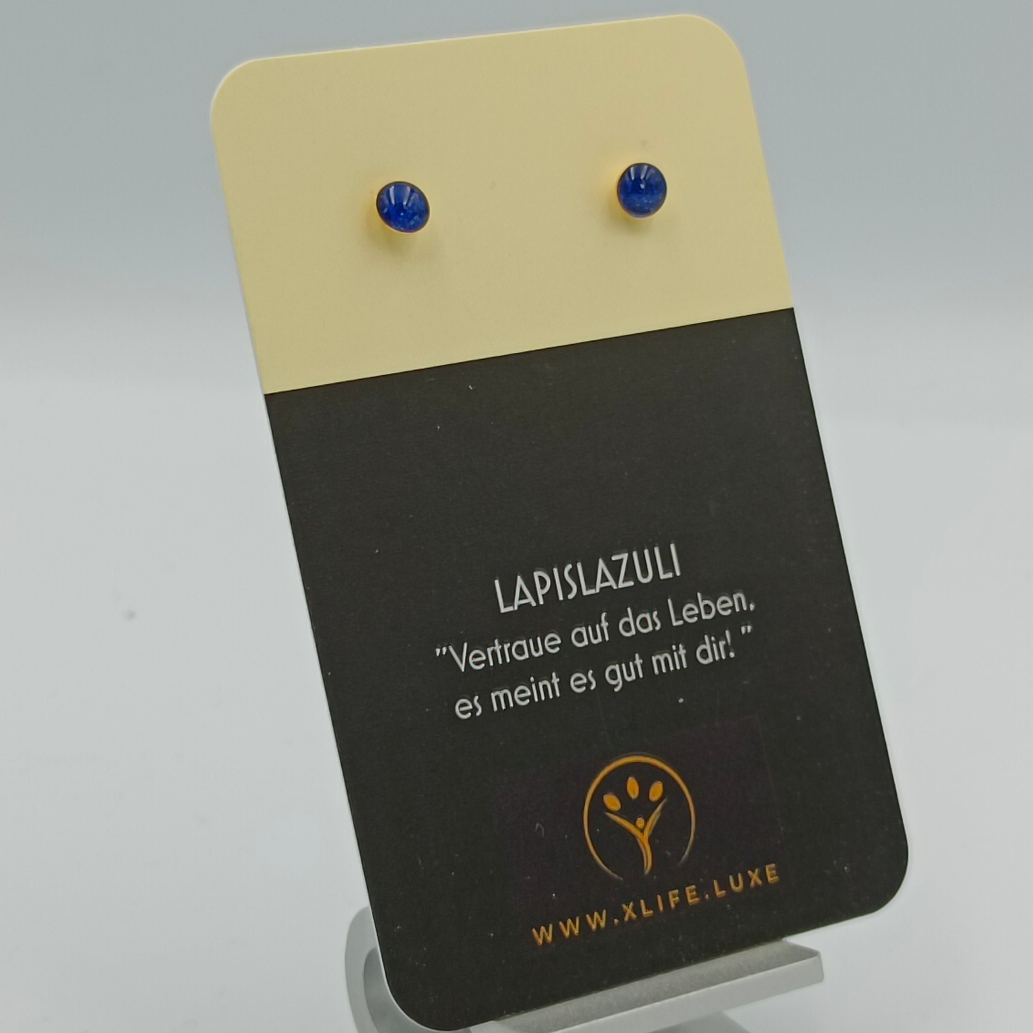 Lapislazuli Ohrstecker 5mm golden
