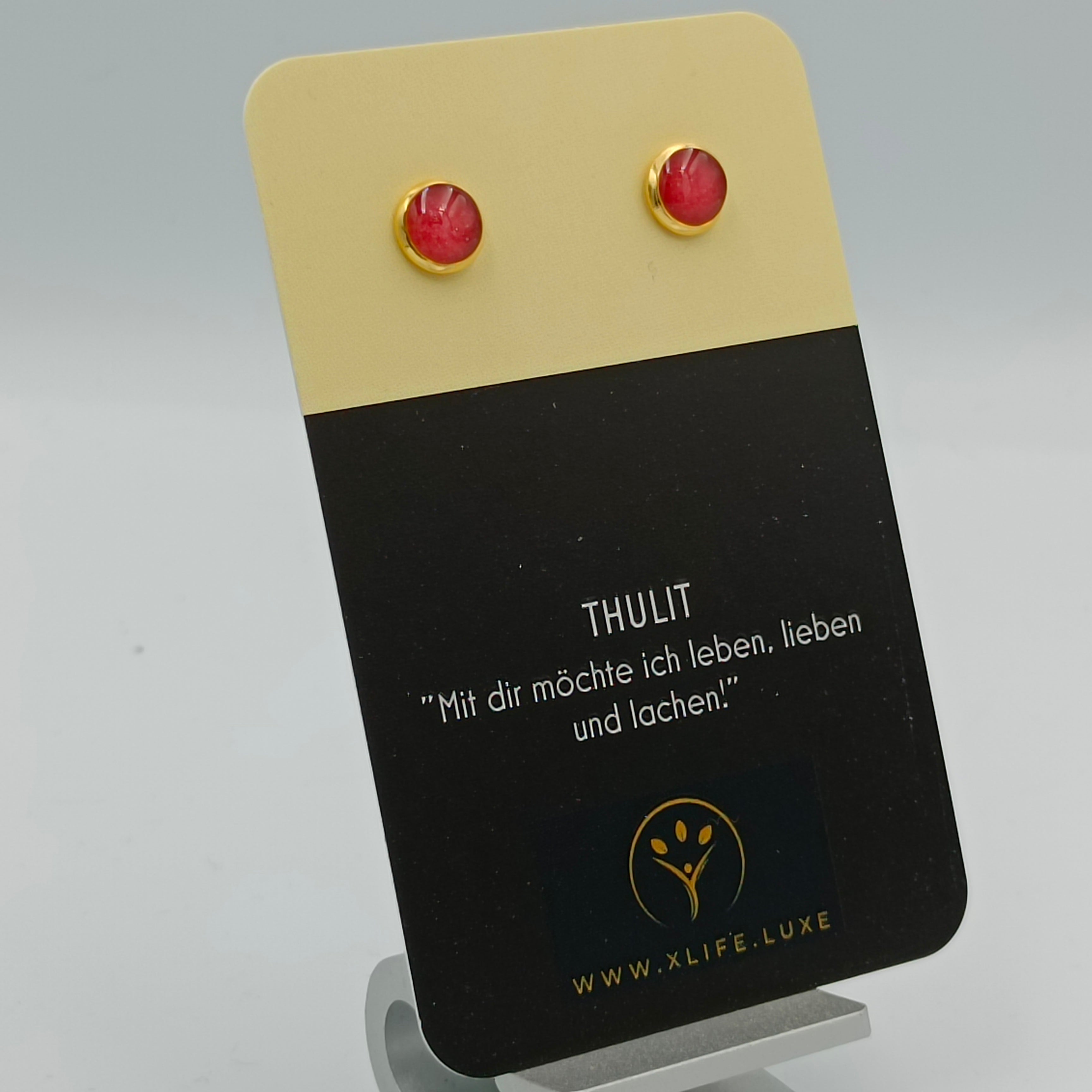 Thulit Ohrstecker 8mm golden