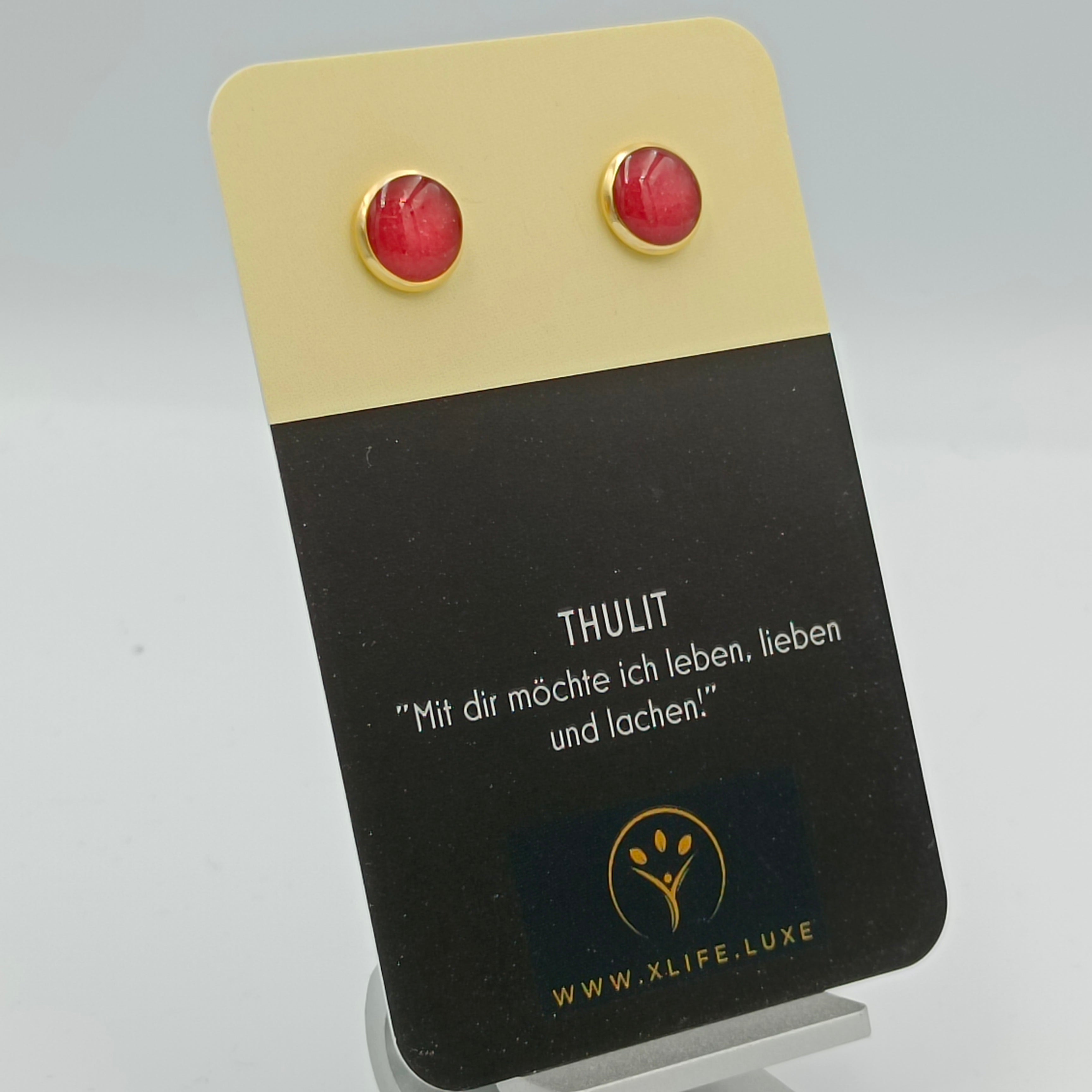 Thulit Ohrstecker 10mm golden