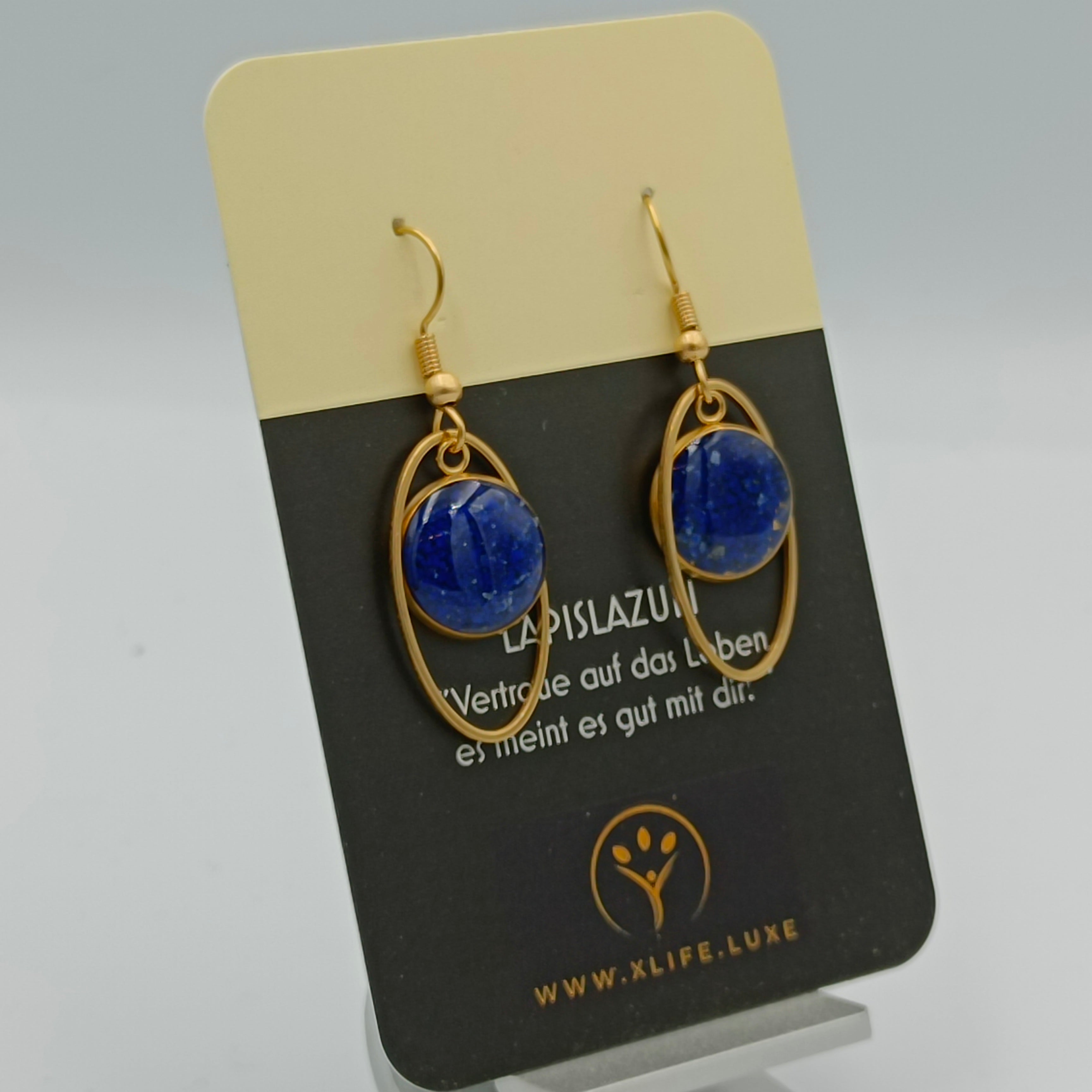 Lapislazuli Ohrhänger Oval 14 mm golden