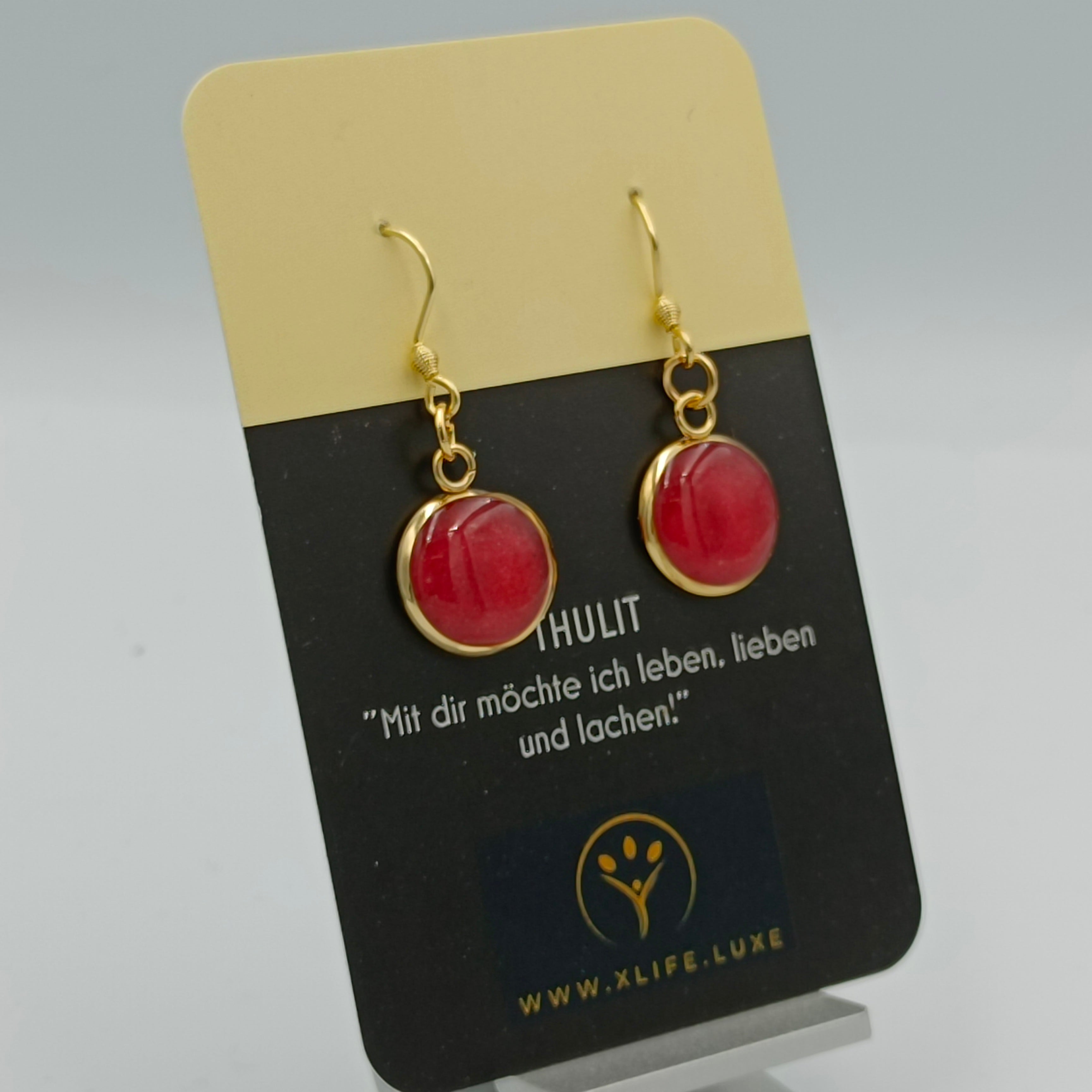 Thulit Ohrhänger 14 mm golden