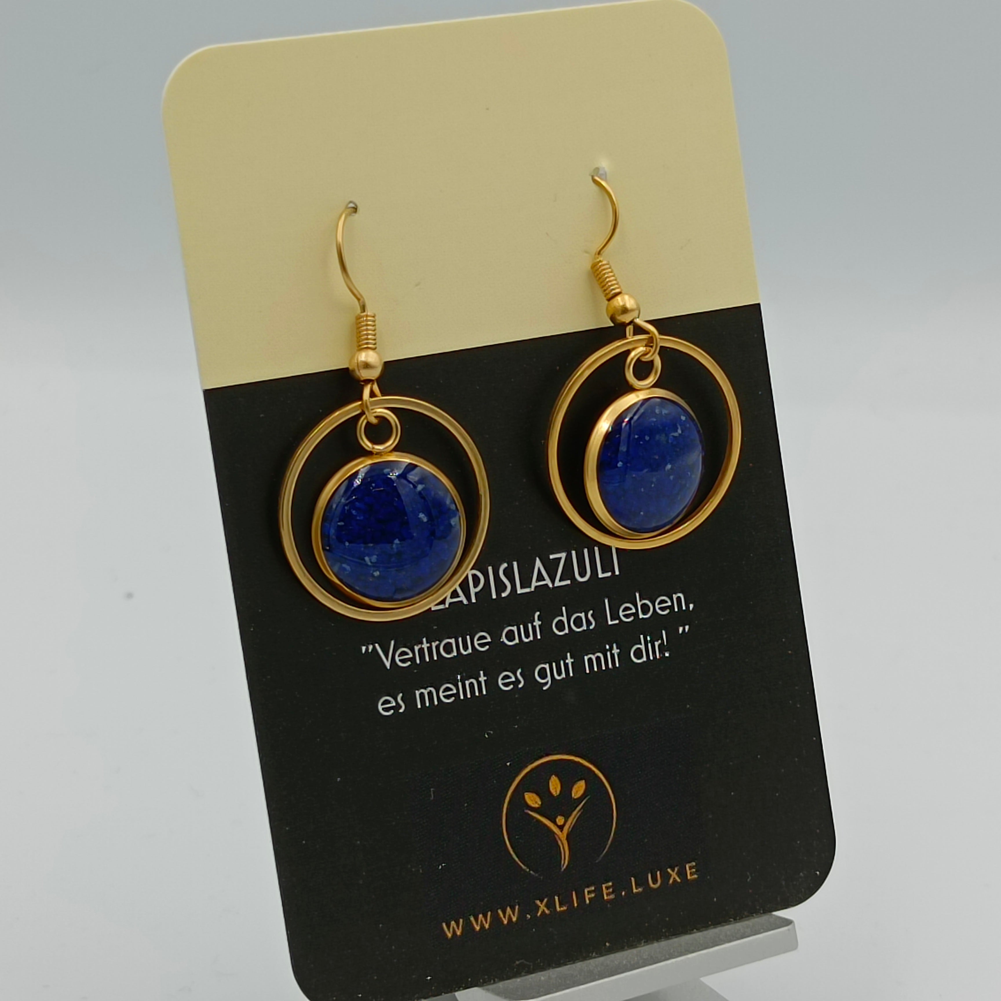 Lapislazuli Ohrhänger Kreis 14 mm golden