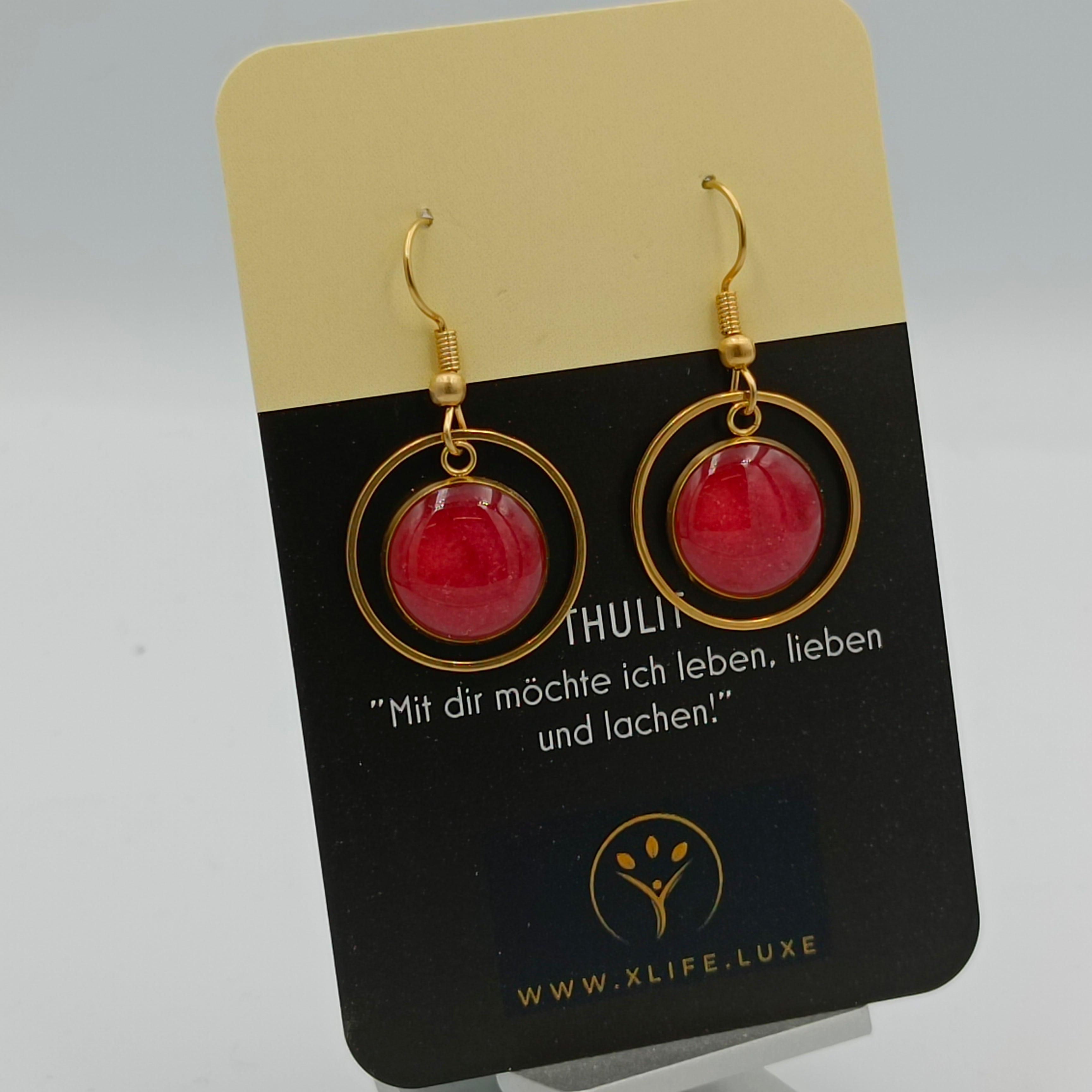 Thulit Ohrhänger Kreis 14 mm golden